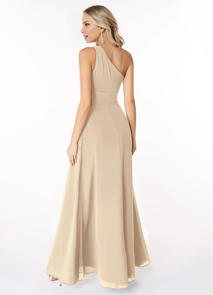 A-line shoulder chiffon dress and floor length bridesmaid dress - Dress