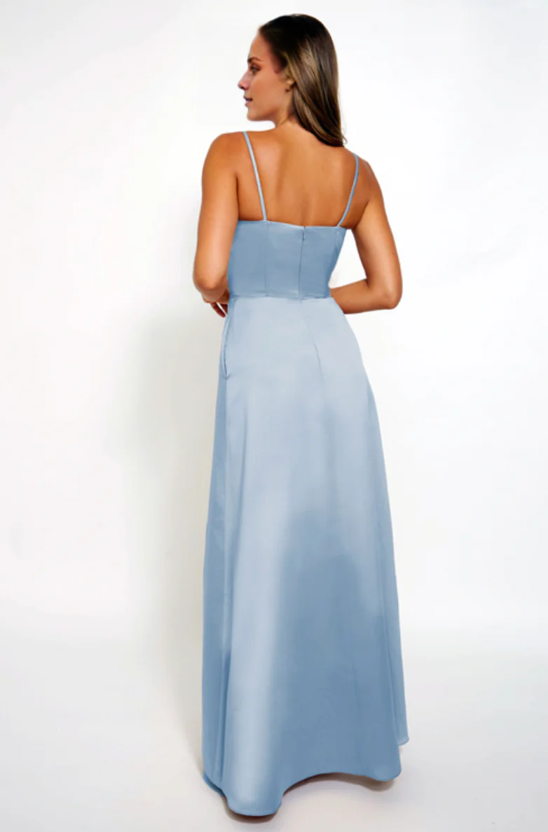 Sweetheart Collar Off Shoulder Sleeveless Strap Off Back Side Split and Floor length Evening Dress