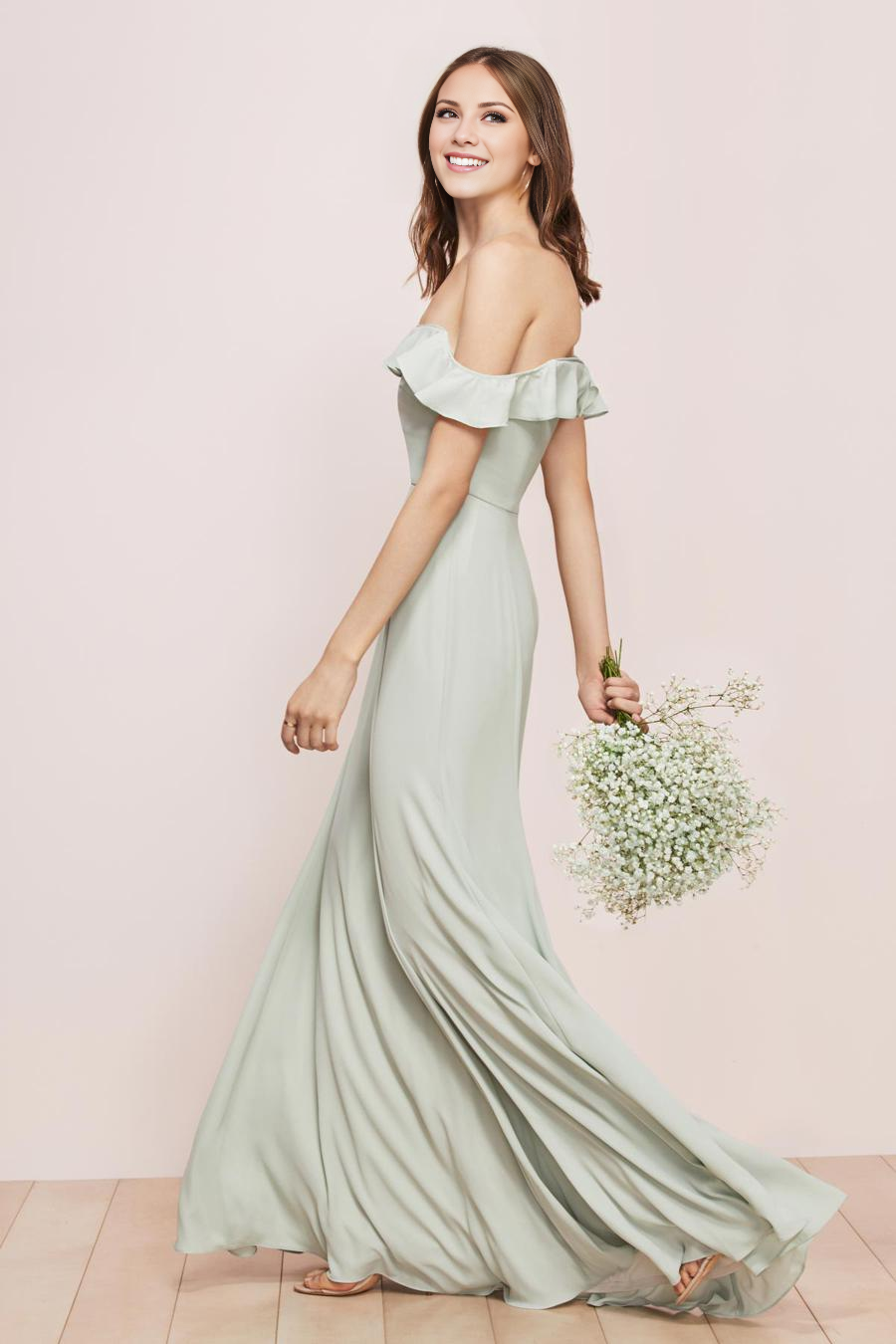 off shoulder collar off shoulder sleeveless off shoulder and floor length evening dress
