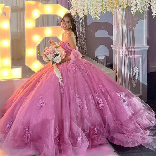 Ball Gown Sweet 16 Dress Off Shoulder Quinceanera Dresses Lace Dress with Appliques