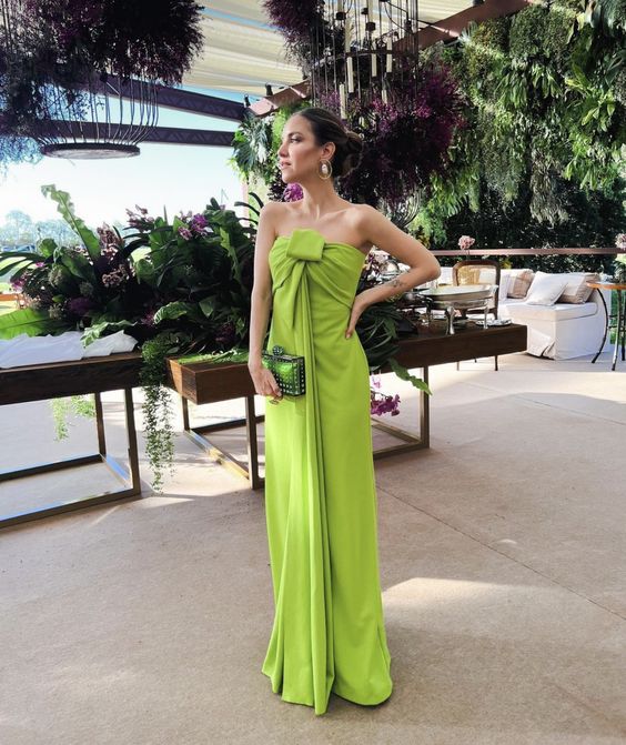 Green Strapless Long Evening Prom Gown