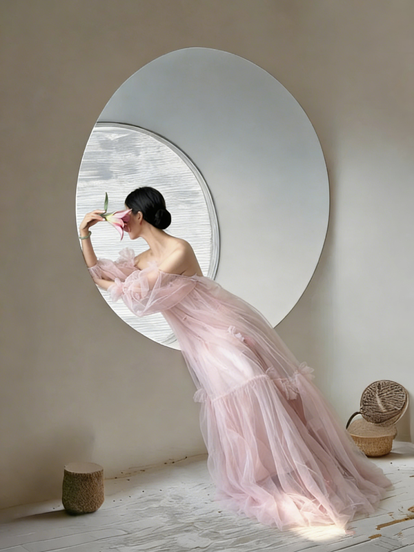 Light pink backless sexy long ball gown R8019