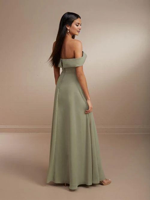 off shoulder collar sleeveless backless and floor length evening dress