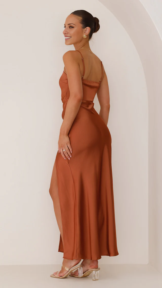 square neckline thin shoulder strap sleeveless side slit long Prom dress