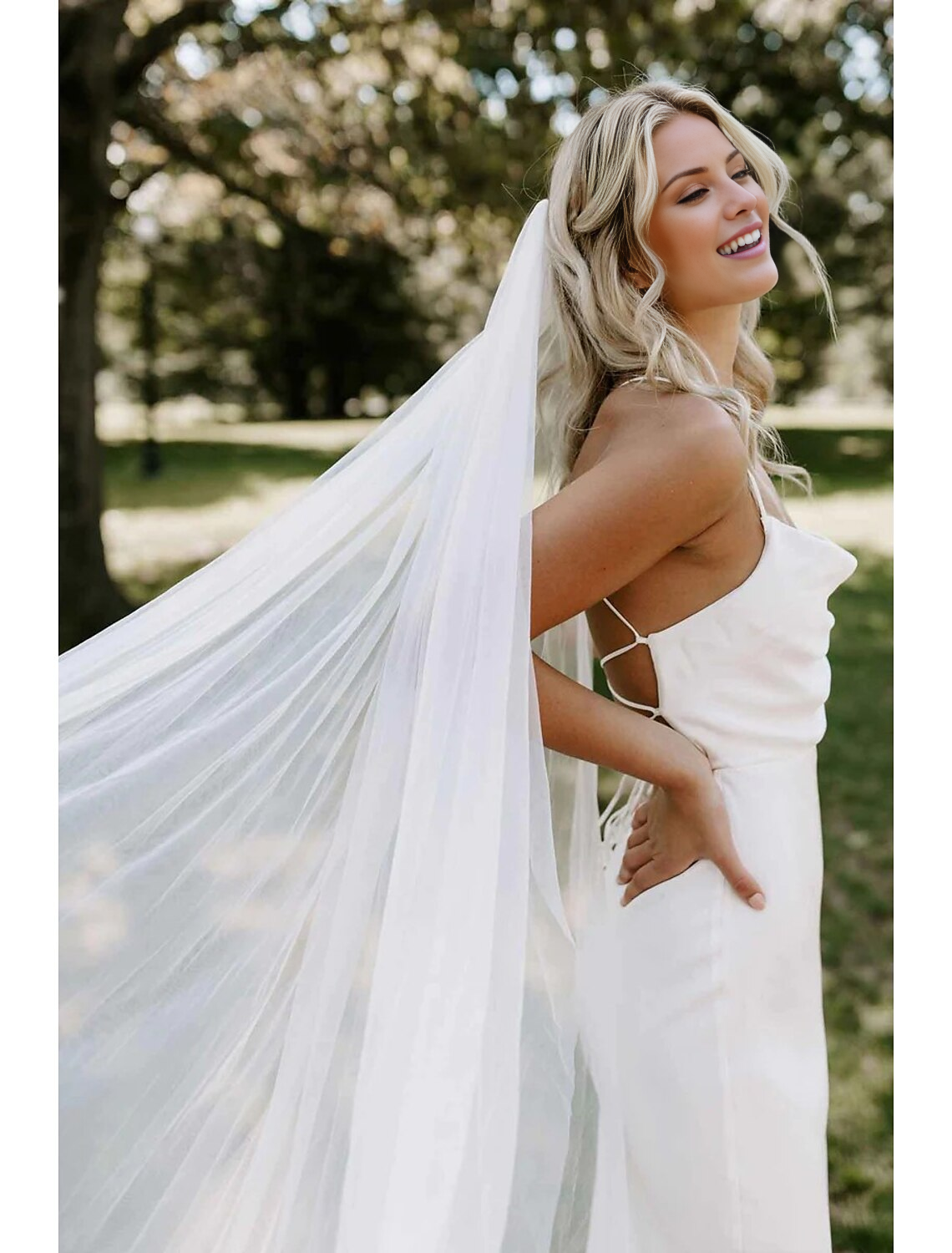 - Single layer minimalist/classic style wedding veil church veil solid color 110.24 inch (280 cm) sheer dress leaving a deep impression on 2026