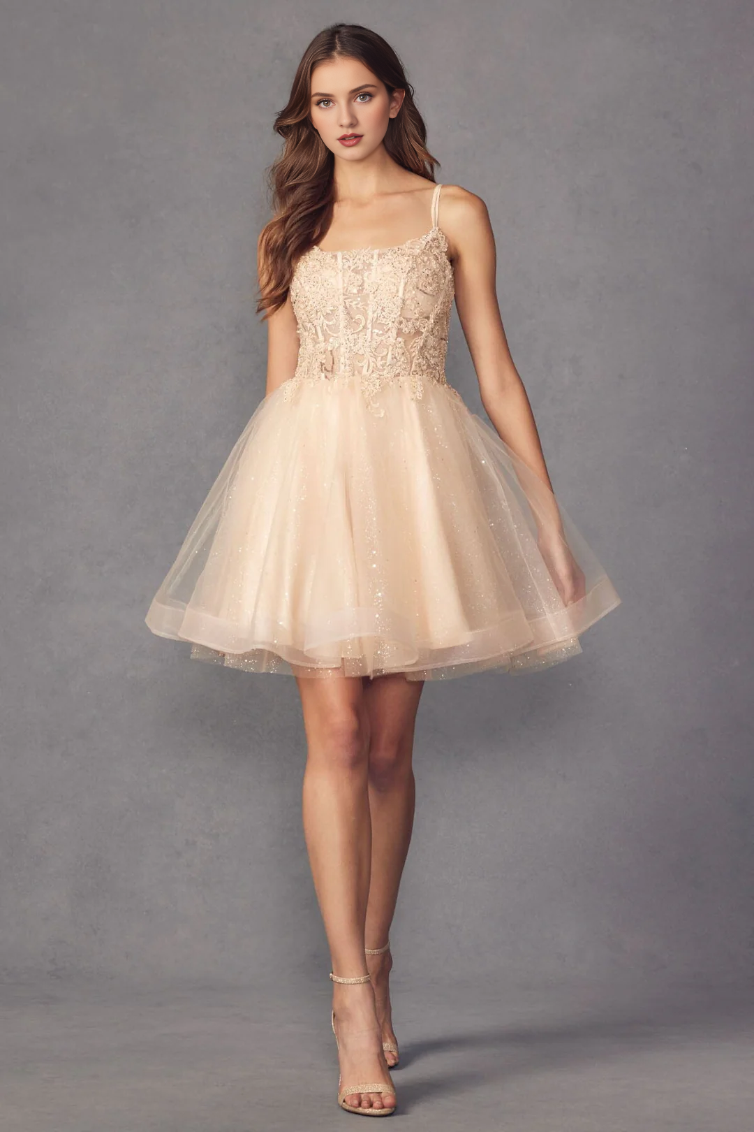 Embroidered applique short sleeveless tight corset dress