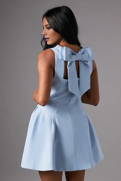 square neckline off shoulder sleeveless butterfly condensation back short Homecoming Dress