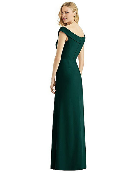 V-neck sleeveless backless side slit and floor length evening dress