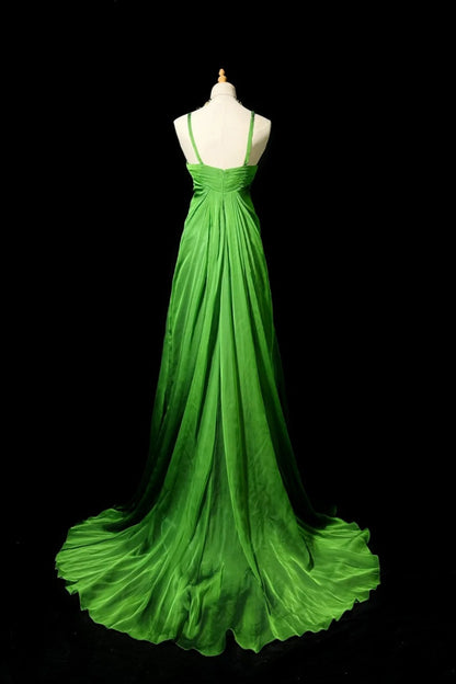 girlhomeshops-Fairy - Like Forest Green Crystal Floral Evening Dress gh5848