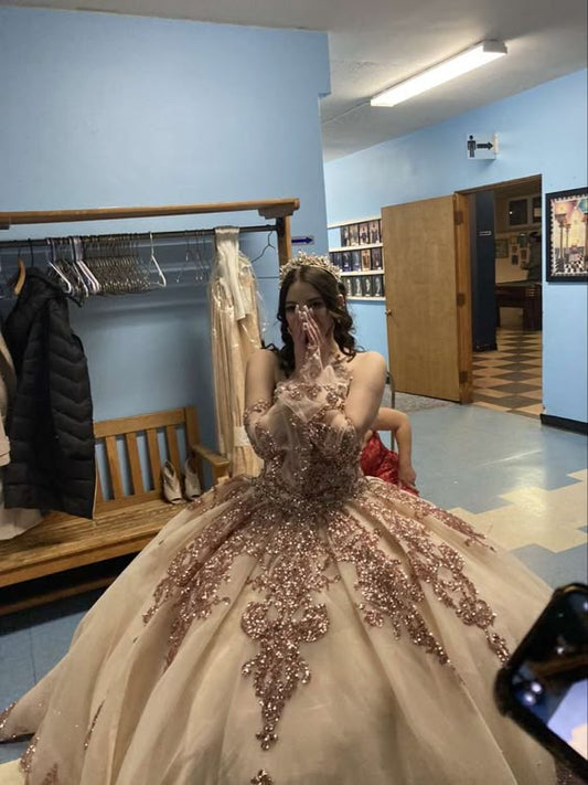 Ball Gown Quinceanera Dresses Lace Appliqued Evening Party Sweet 16 Prom Dress