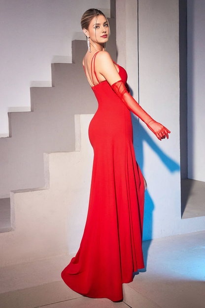 Tailored slit half body transparent hollow long dress