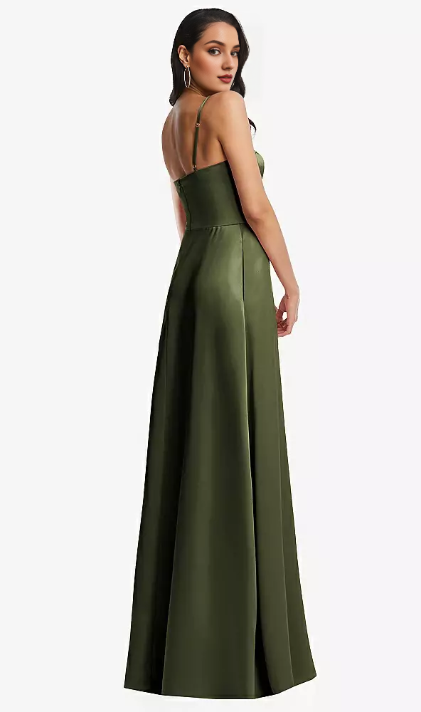 Adjustable thin shoulder strap tight corset A word length Prom dress