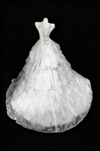 girlhomeshops-White, Gorgeous, And Exquisite Lace Long Wedding Dress gh6281