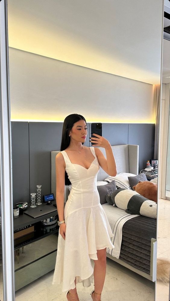 Straps V Neck Formal Gown Asymmetrical Prom Dress With Ruffles