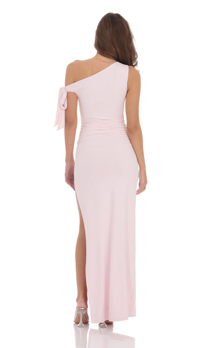 Asymmetric collar off shoulder sleeveless backless side slit and floor length Prom dress