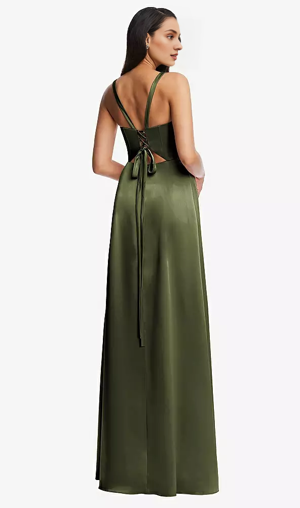 Front slit back tight corset extra long Prom dress