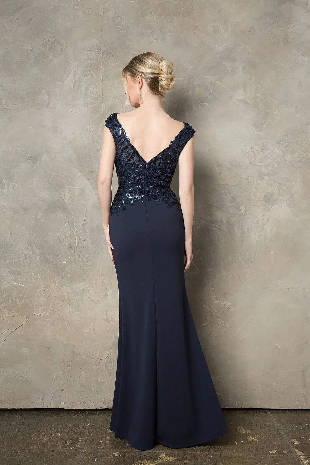 Embroidered sequin decal long sleeved dress