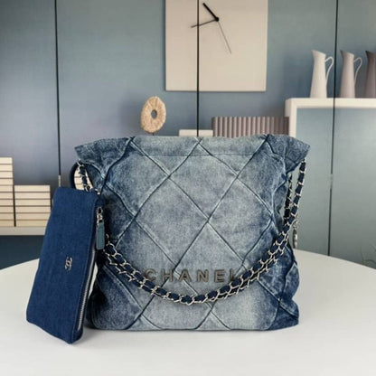 Chanel 22 Handbag Washed Denim 36Cm AS3261 B10439 NM981