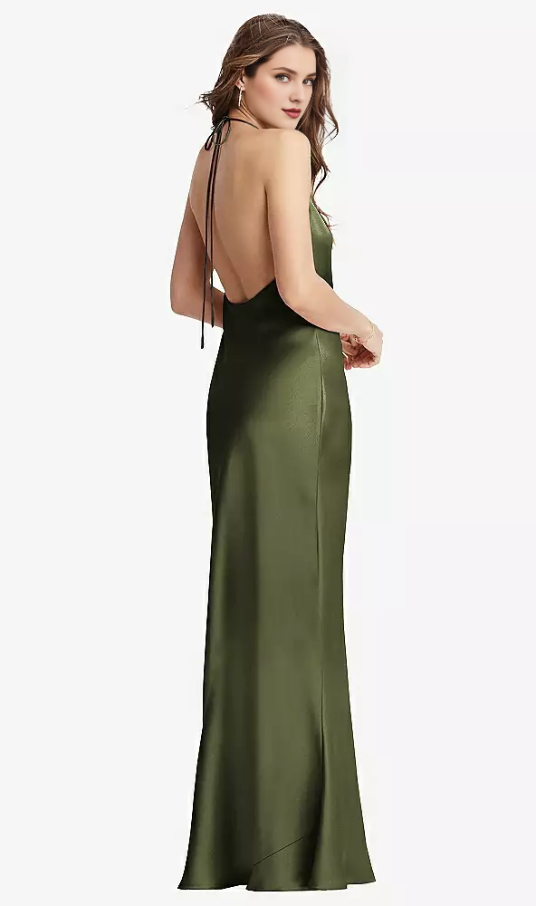 Flip collar long sling and floor length Prom dress