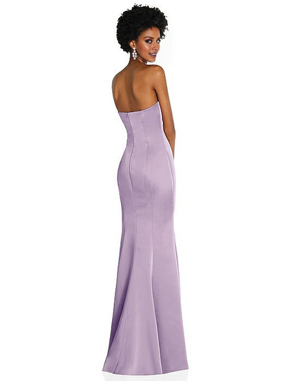 off shoulder collar sleeveless strapless backless and floor length Prom dress