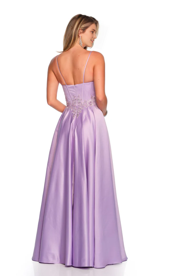 A-line round neck sleeveless sweeping drag and floor length Prom dress