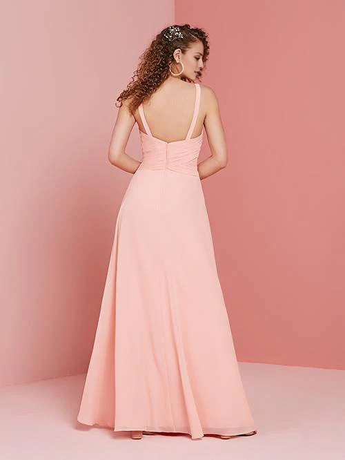 V-neck off shoulder sleeveless backless and floor length Prom dress