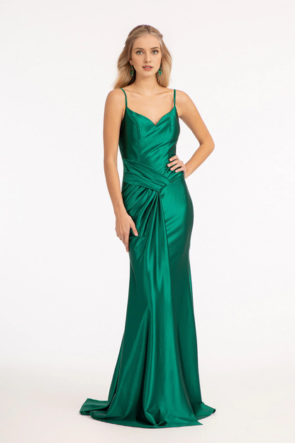 Slimming hemline long sweetheart satin dress