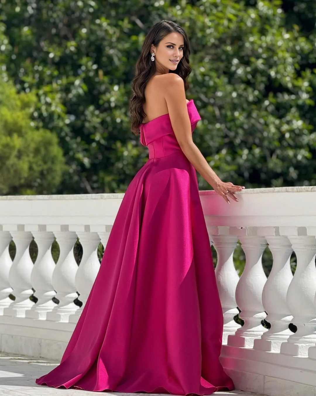 A-line off shoulder rolled edge ball gown