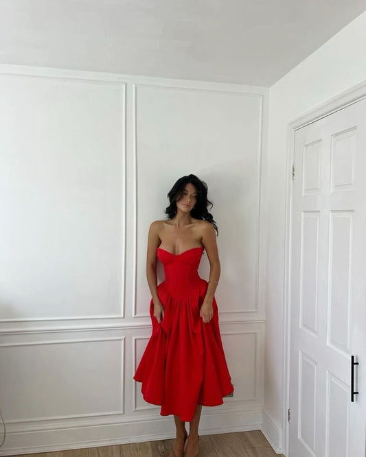 A Line Red Evening Dresses Formal Party Dress Prom Gown