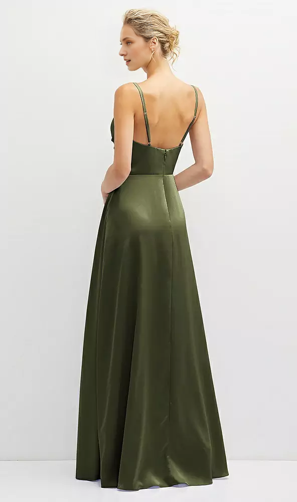 Vertical pleated tight corset satin and floor length Prom dress