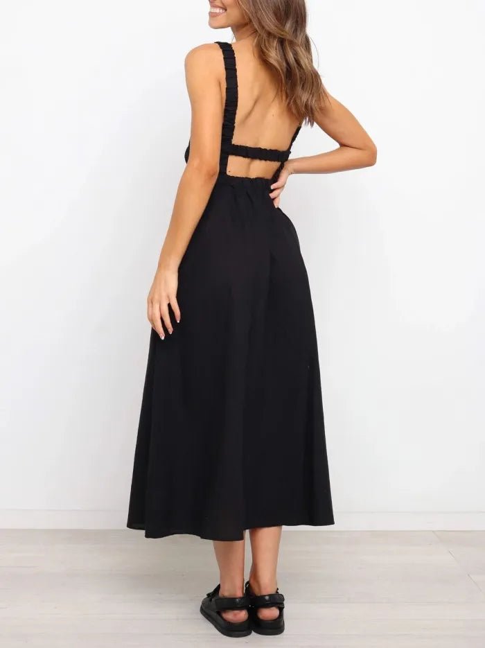 Unique and sexy back summer prom dress