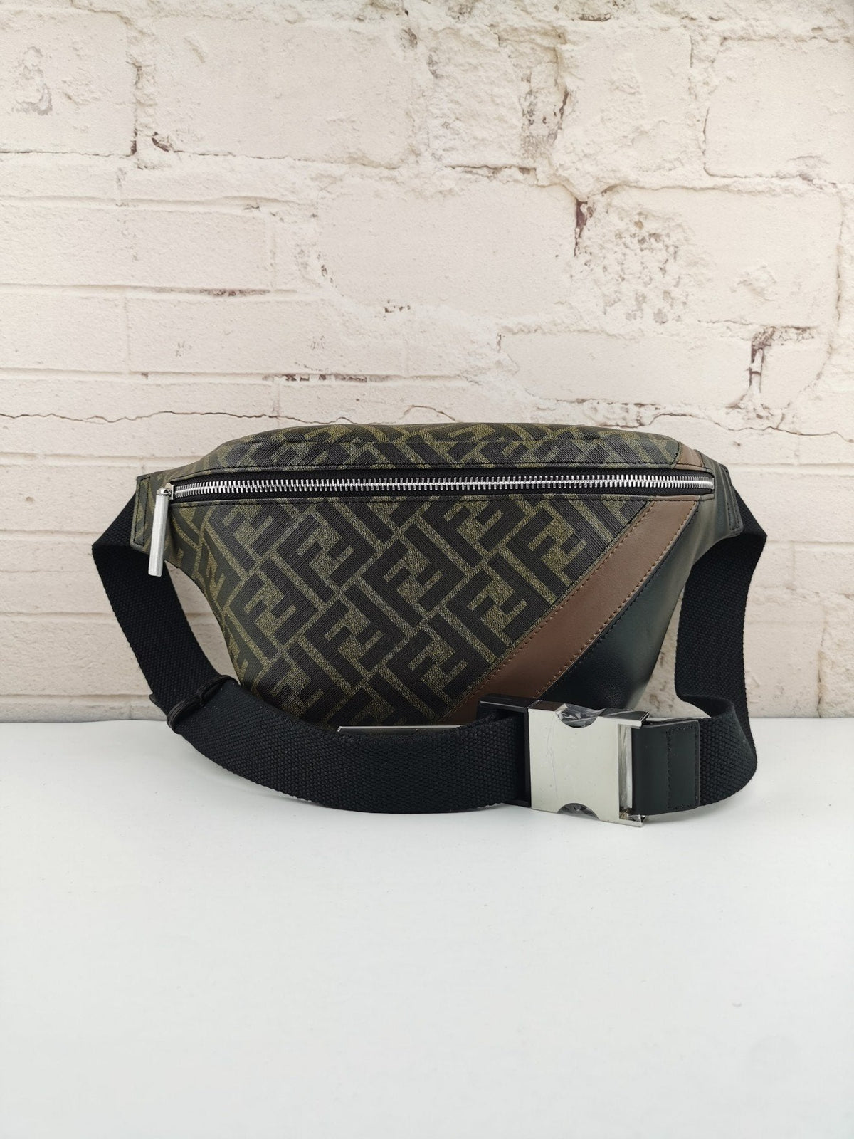Fendi Zip Belt Bag Zucca Coated Canvas and Leather
