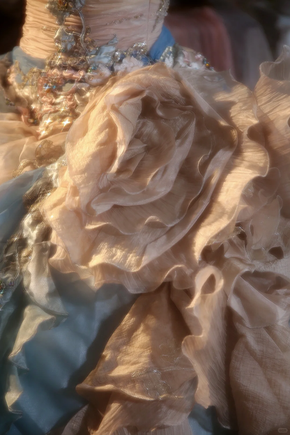 Gorgeous Pastel Ombre Strapless Ruffled Tulle Beaded Sweet 15 Quinceanera Ball Gown TP5518