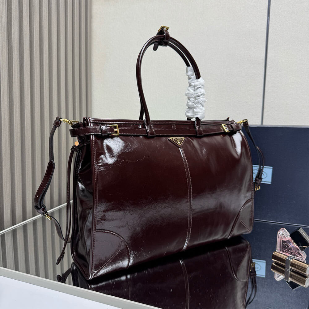 Prada Bonnie extra-large leather handbag(HIGH-END GRADE)