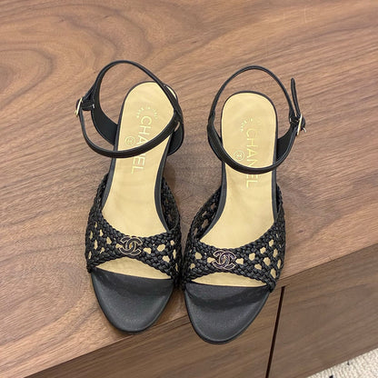 CHANEL Braided Ankle-Strap Sandals 260238