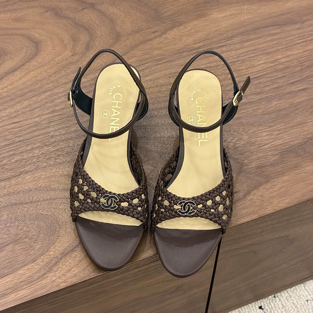 CHANEL Braided Ankle-Strap Sandals 360978