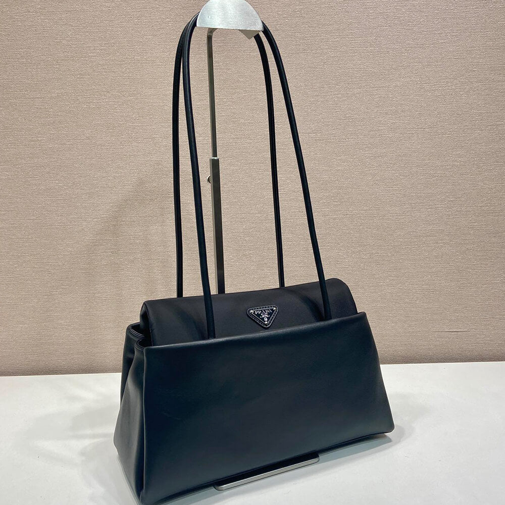 Prada Passage medium leather bag with Re-Nylon flap(HIGH-END GRADE)