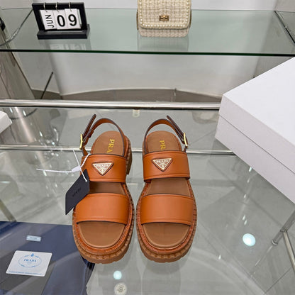 PRADA Leather Platform Sandals 137635