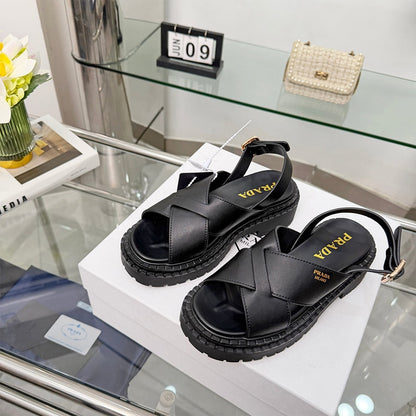 PRADA Crisscross Leather Sandals 914970