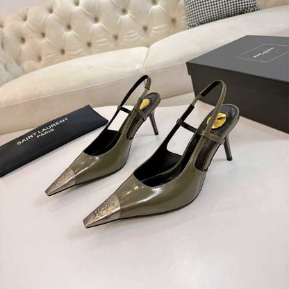 YSL JEANNE slingback pumps in glazed leather