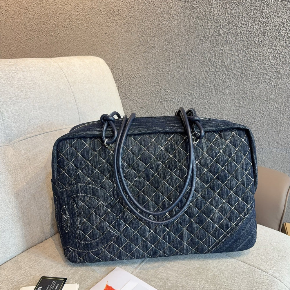 Chanel Denim Duffle Bag Blue Denim 40Cm