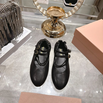 MIUMIU Ruched Nappa Leather Ballet Flats 289031