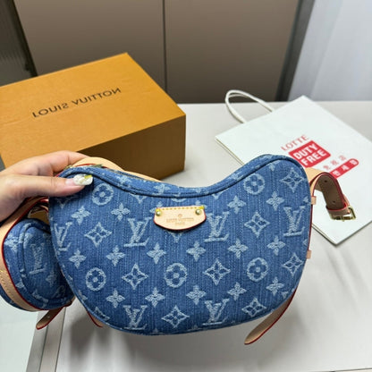 LOUIS VUITTON CROISSANT MM MONOGRAM BLUE DENIM 24CM M46856
