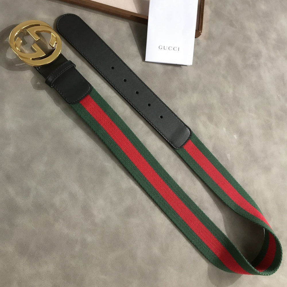 Gucci Web Belt With G Buckle Green 4Cm