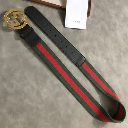 Gucci Web Belt With G Buckle Green 4Cm