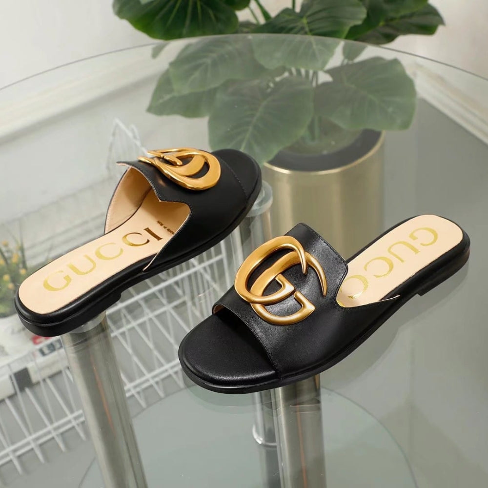 Gucci Princetown GG Slippers Leather Black
