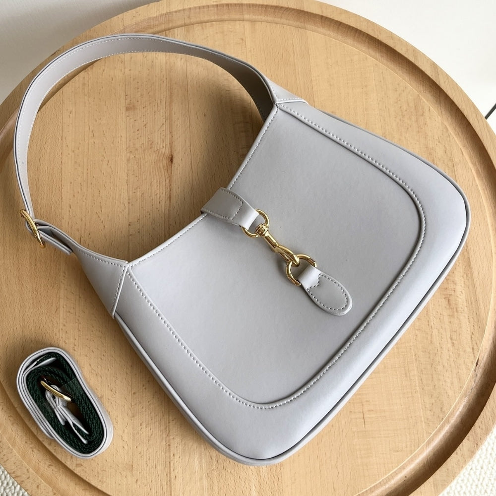 GUCCI JACKIE 1961 MEDIUM TOTE BAG LIGHT GREY LEATHER 27CM 782849 AADDX 1741