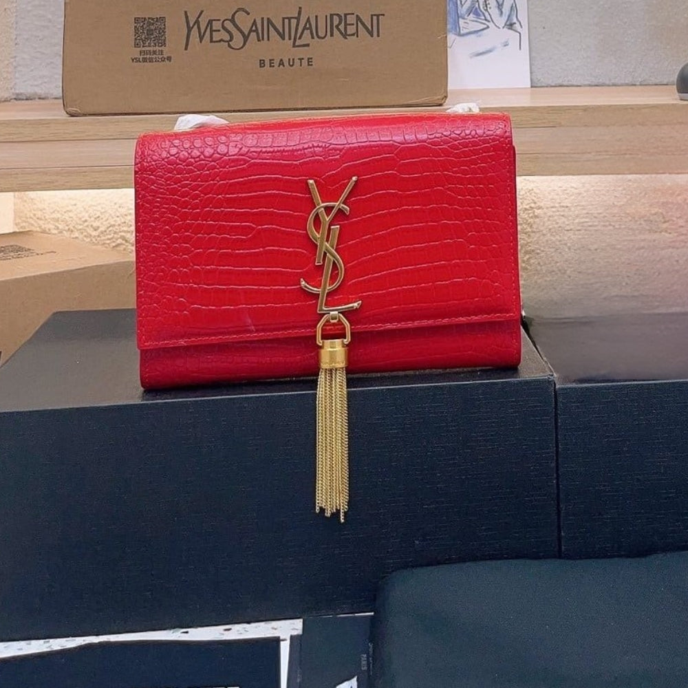 Saint Laurent Kate Monogram Shoulder Bag Red 20Cm