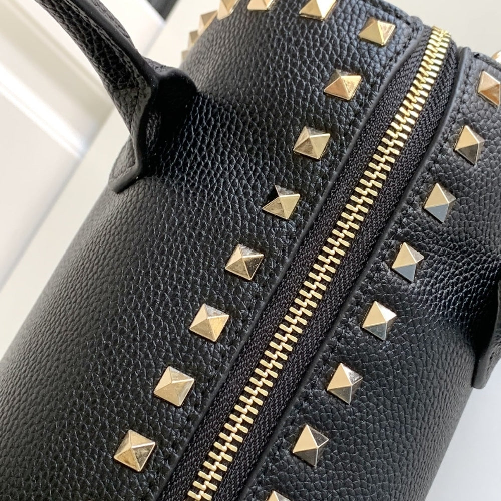 VALENTINO CARAVANI BOLSAS ROCKSTUD GRANATO BLACK 24CM