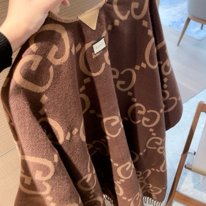 Gucci Cashmere Poncho Brown 120Cm